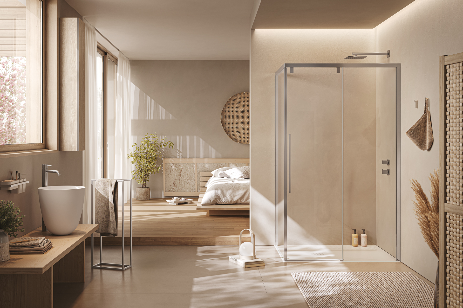 Portes coulissantes + paroi fixe dédiée