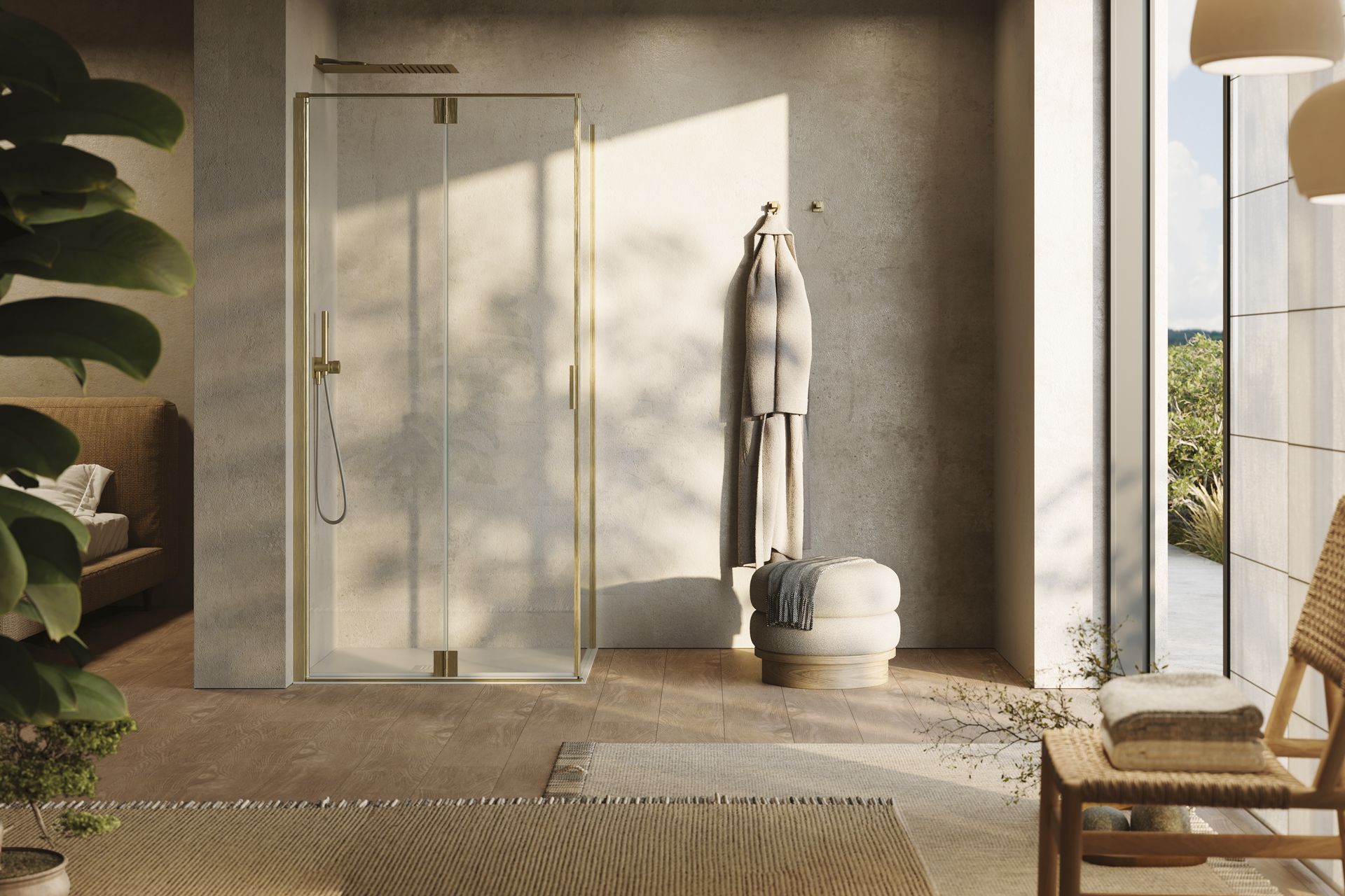 Porta soffietto + Parete Fissa